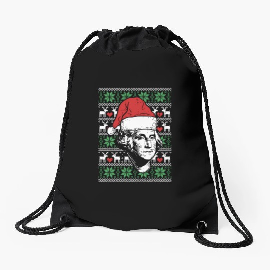 Ugly George Washington Patriotic President Drawstring Bags