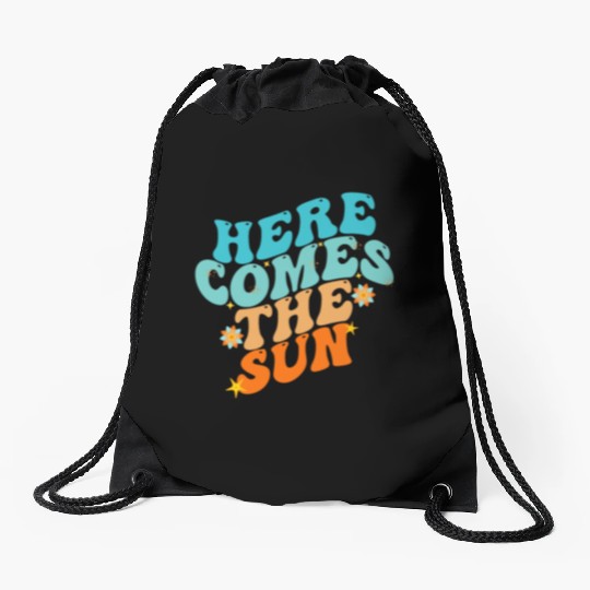 Here Comes The Sun Funny Drawstring Bags