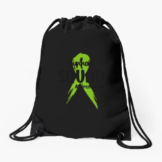 Support Squad Mental Health Awareness Lime Green Drawstring Bags
