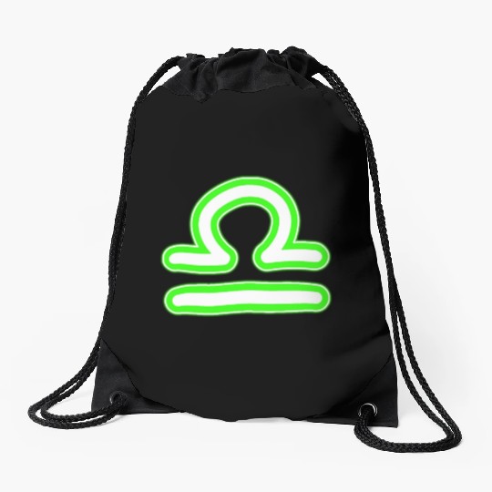 Libra Zodiac Sign Neon Green Drawstring Bags