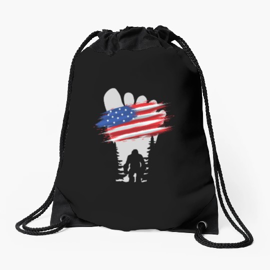 Bigfoot 4th July b Drawstring Bags