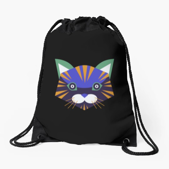 Colorful Cat Face Drawstring Bags