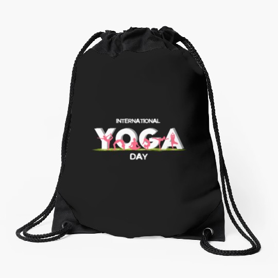 International yoga day Drawstring Bags