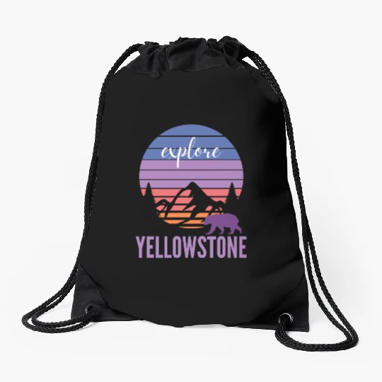 Cute Pink and Purple YStone Mountain Sunset Drawstring Bags