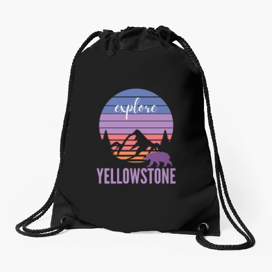 Cute Pink and Purple YStone Mountain Sunset Drawstring Bags
