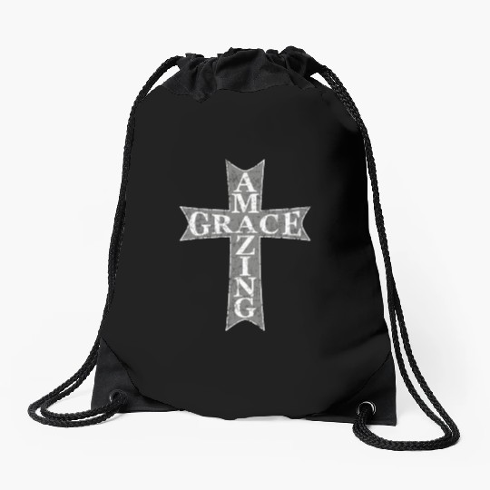 Amazing Grace Cross Drawstring Bags