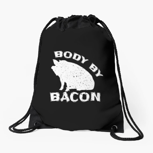 Famer Body By Bacon Pig Bbq Pun Drawstring Bags