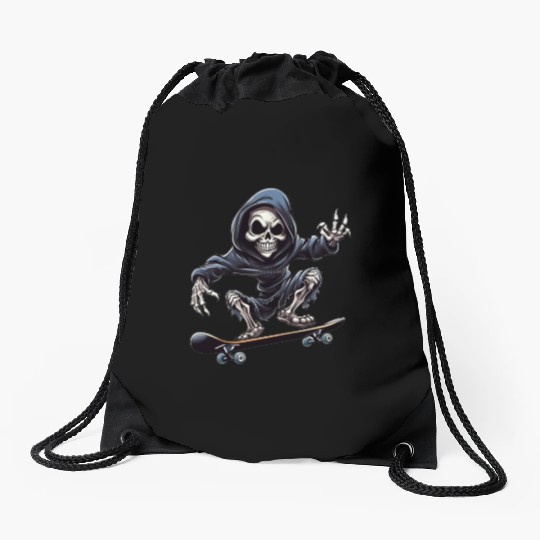 Embrace the Afterlife on Wheels: Grim Reaper Skate Drawstring Bags