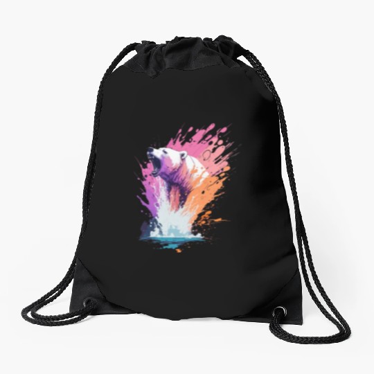 Polar Bear Artic Blaze Drawstring Bags