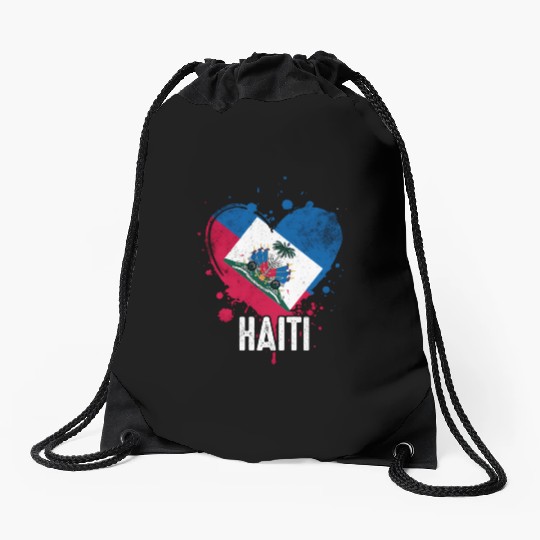 Haitian Vacation Haiti Flag Drawstring Bags