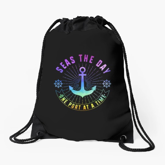 Cruise Seas The Day Family Vacation Drawstring Bags