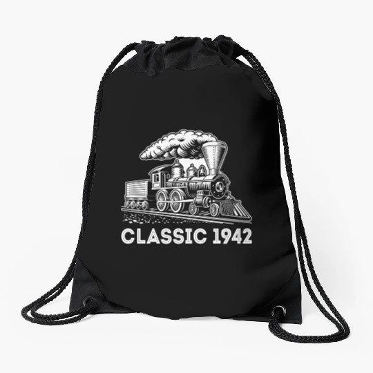 1942 Train Locomotive 80Th Drawstring Bags