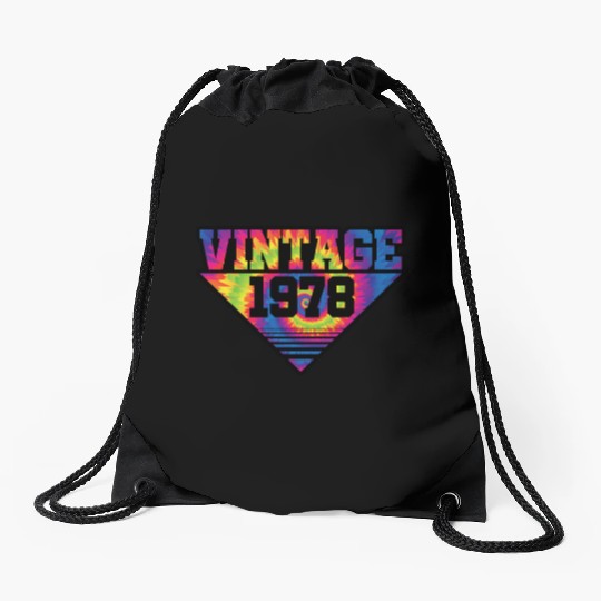 Vintage 1978 Tie Dye Splash Color Triangle Drawstring Bags