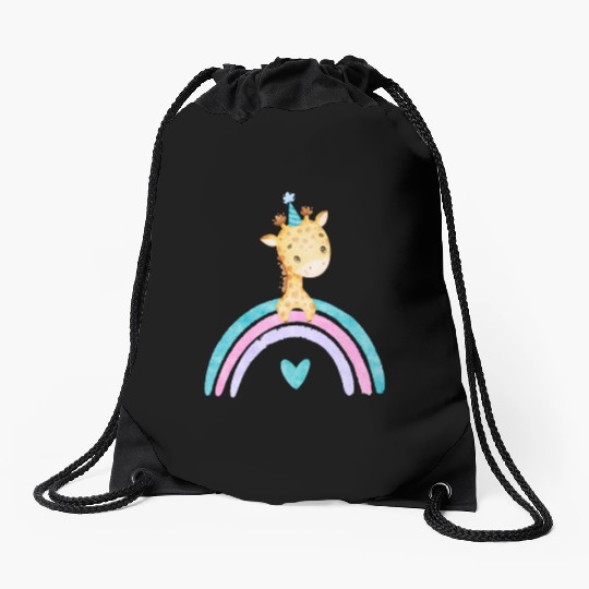 Cute Colorful Giraffe Drawstring Bags
