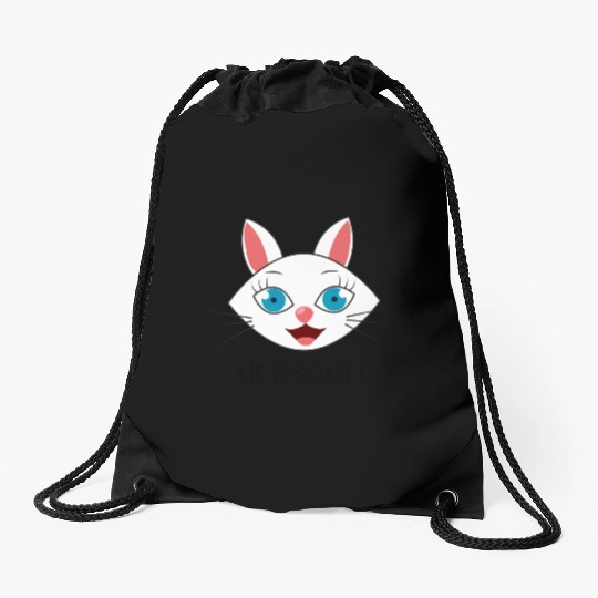 Mewsome White Cat Face Drawstring Bags