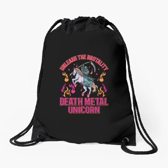 Goth Rock Satan Unicorn Festivals Death Metal Drawstring Bags