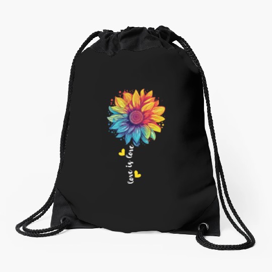 Rainbow Sunflower LGBT Community Pride Transgender Drawstring Bags