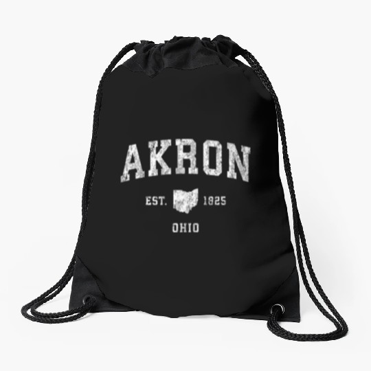 Akron Ohio Oh Athletic Sports Drawstring Bags