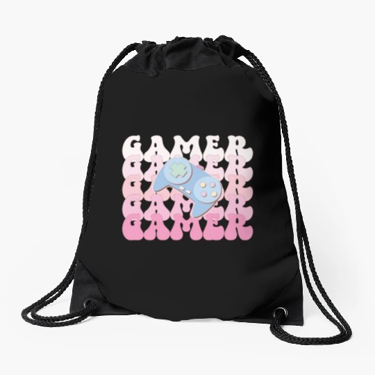 Gamer, Happy Game Day Drawstring Bags