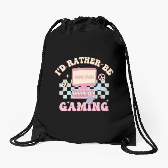 I'd Rather Be Gaming, Happy Game Day Drawstring Bags