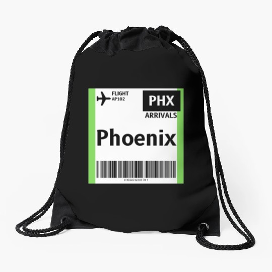 airplane ticket phoenix Drawstring Bags