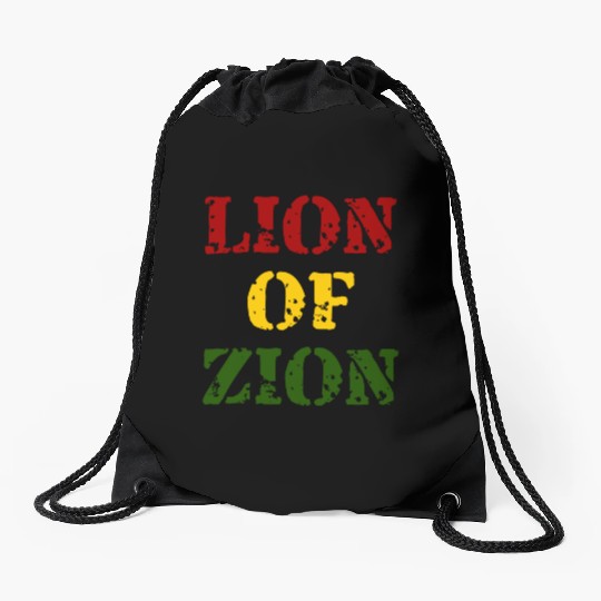 Lion Of Zion Reggae Colors Drawstring Bags