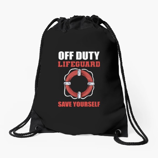 Off Duty Lifeguard Beach Attendant Gift Drawstring Bags