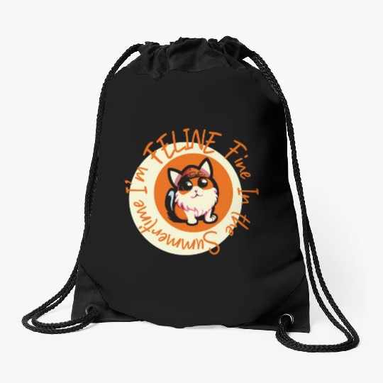 I'm FELINE Fine | Cat Lover Summer Animal Party Drawstring Bags