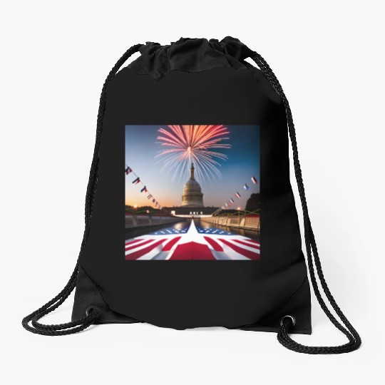 Independence Day, U.S.A., celebration, party, year Drawstring Bags