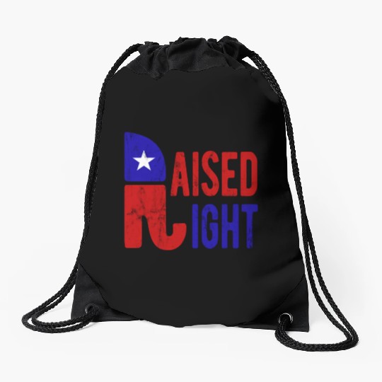 Raised Right Proud Republican Elephant Logo Usa Drawstring Bags