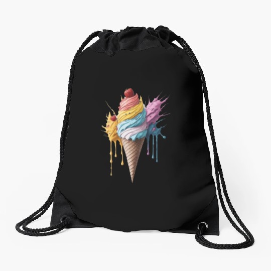 Fruity ice cream Drawstring Bags