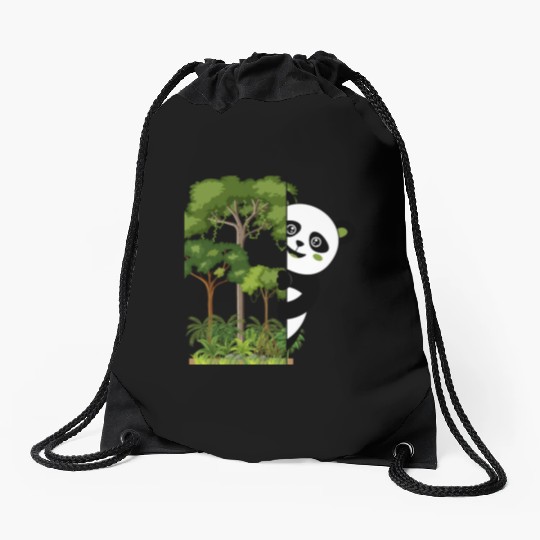 panda bear in the forest Drawstring Bags