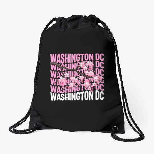 Washington DC Drawstring Bags, Cherry Blossom Floral Pop