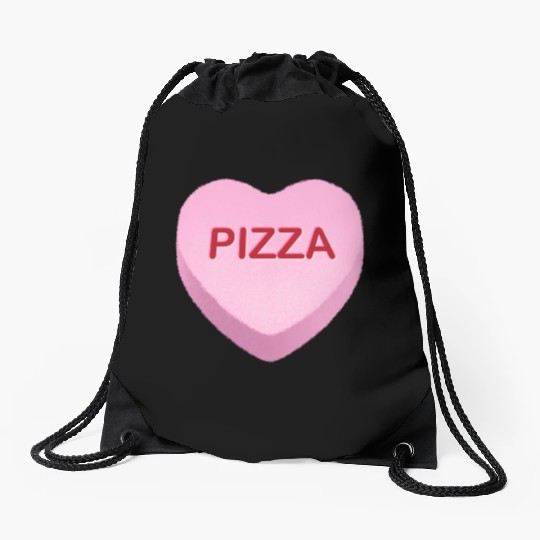 Pizza Candy Heart Drawstring Bags