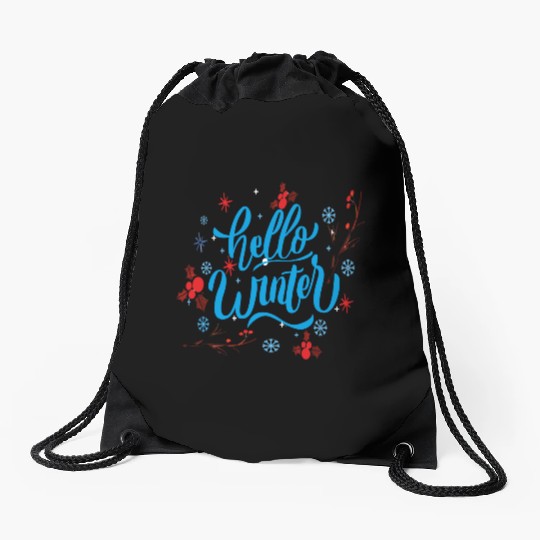 Hello Winter Drawstring Bags