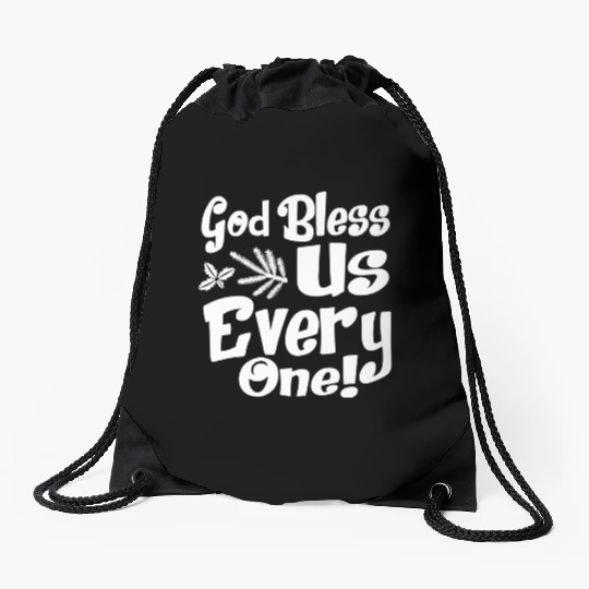 A Christmas Carol Charles Dickens God Bless Us Drawstring Bags