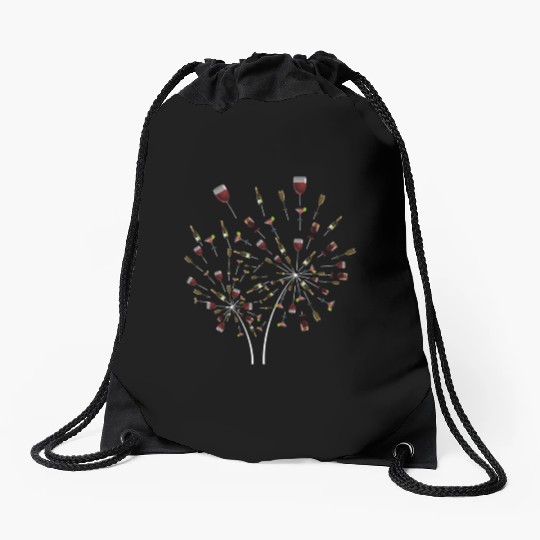 Dandelion Wine Glass Champagne Bottle Of Wine Drin Drawstring Bags
