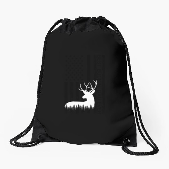 Best Buckin Dad Ever Vintage Deer Hunting America Drawstring Bags