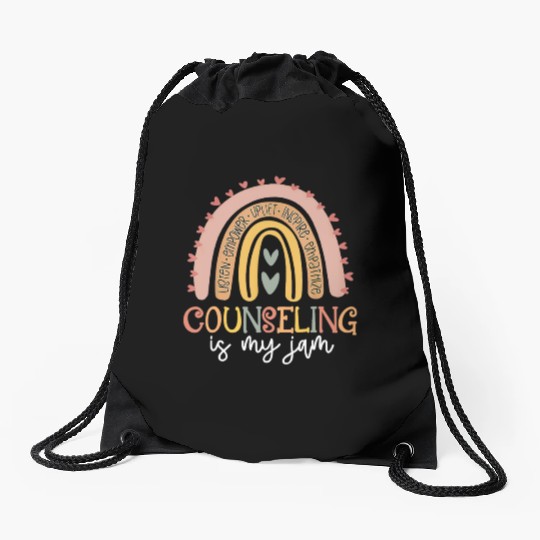 Back To School Counselor Counseling Is My Jam Rain Drawstring Bags