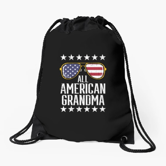Us Flag Sunglasses All American Grandma Memorial D Drawstring Bags