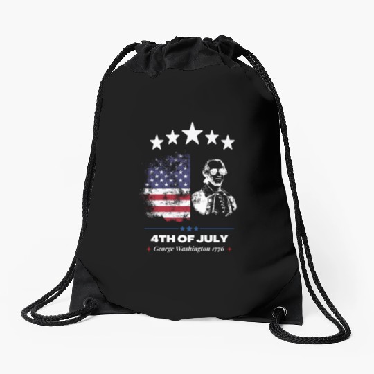 Happy 4th Of July Suck England George Washington Drawstring Bags