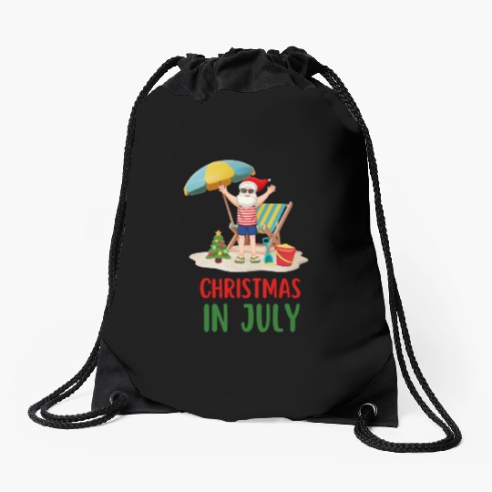 CHRISTMAS IN JULY Drawstring Bags
