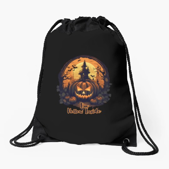 Pumpkin I'm Hollow Inside Drawstring Bags