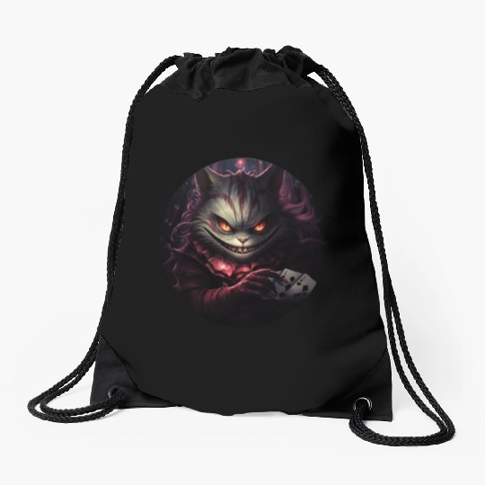 Cheshire Cat Playing Cards Drawstring Bags