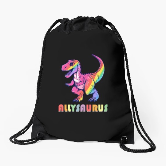 Allysaurus LGBT Transgender Dino Rainbow Lesbian Drawstring Bags