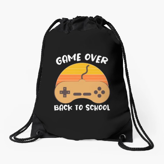Game Over Back To School Student Teacher Vintage Drawstring Bags