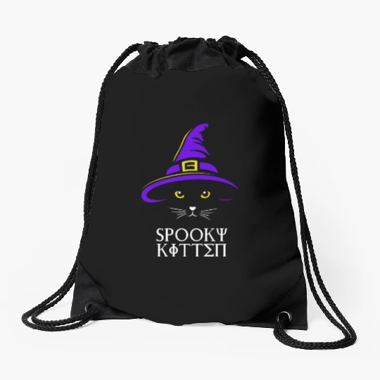 Witch Cat Drawstring Bags