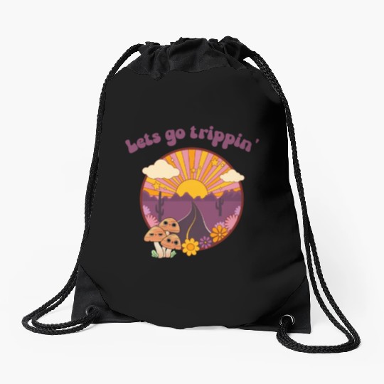 Road Trippin Cool Retro Vintage Road Trip Drawstring Bags