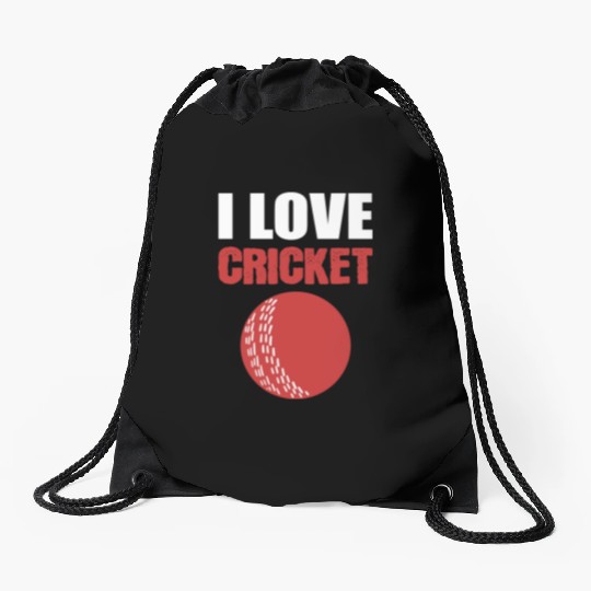 I Love Cricket Sport Coach Gift Drawstring Bags