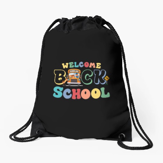 Welcome Back to School for Cute Funny School Bus Drawstring Bags